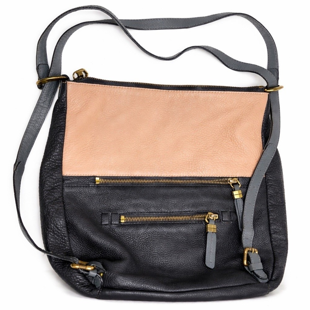 OrYany Leather Backpack Shoulder Bag Purse Black Tan Colorblock Boho Pebbled - Picture 10 of 14